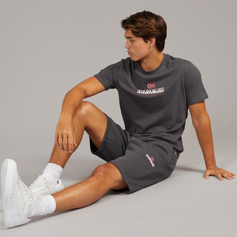 Napapijri Mens Nory Fleece Shorts Dark Grey Solid - Image 4