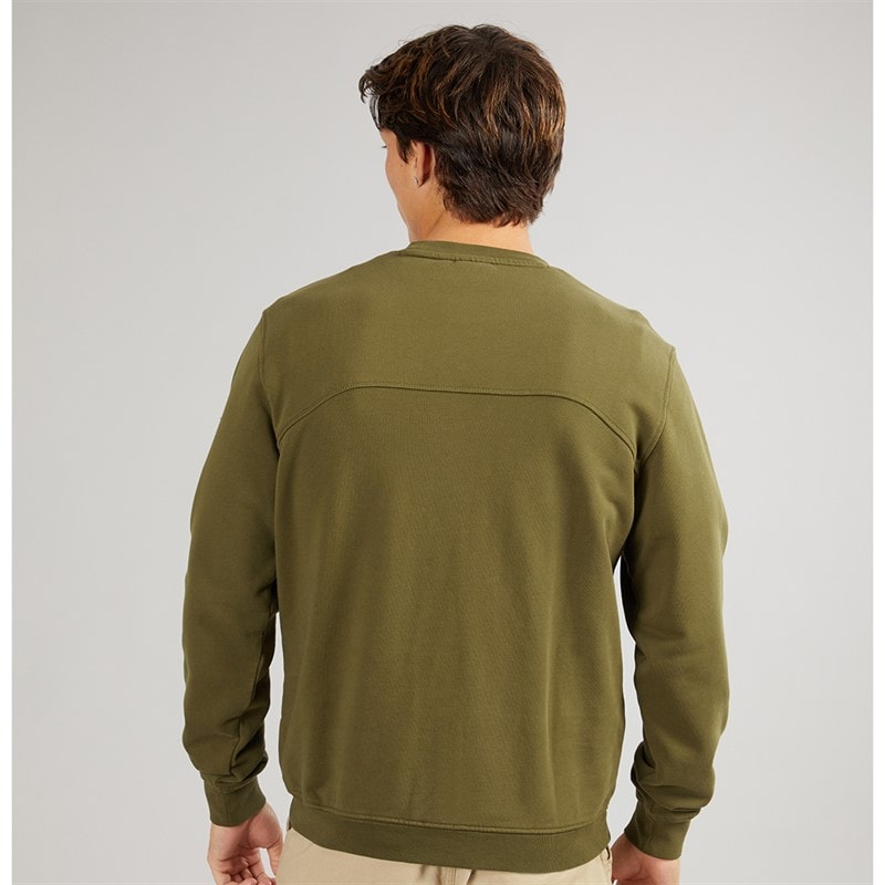 Napapijri Mens Badge Crew Sweatshirt Dark Olive - Image 2