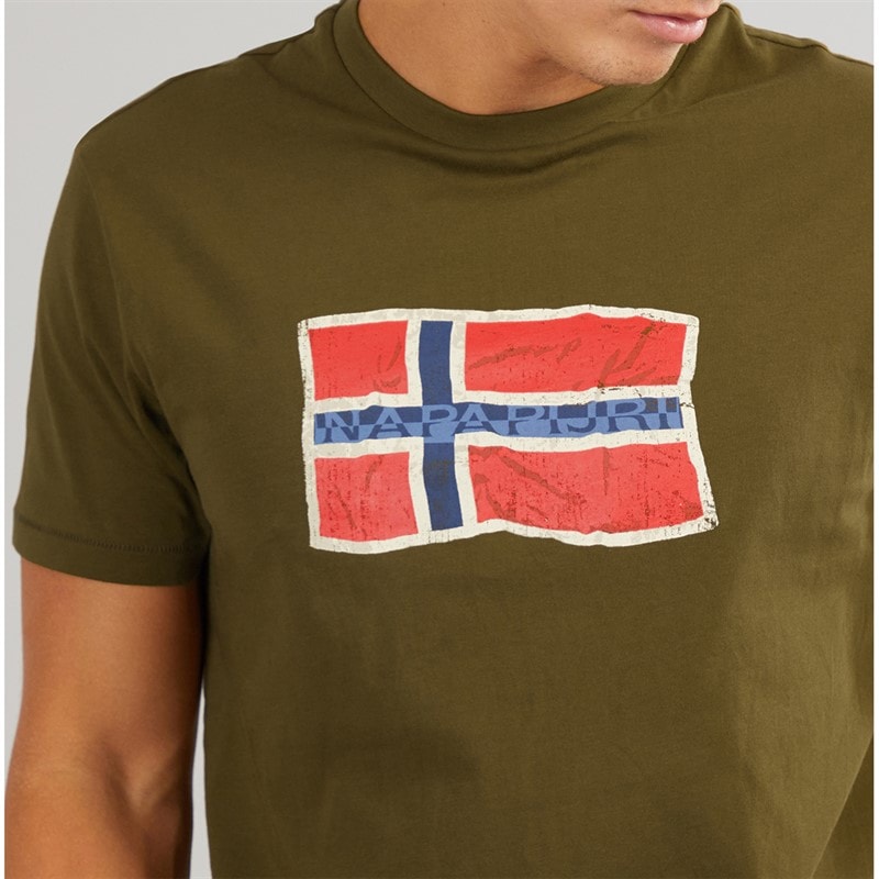 Napapijri Mens Mahsa T-Shirt Dark Olive - Image 3