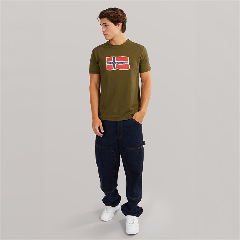 Napapijri Mens Mahsa T-Shirt Dark Olive - Image 4
