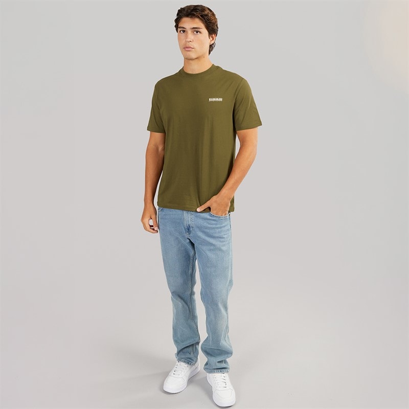 Napapijri Mens Small Box T-Shirt Dark Olive - Image 3