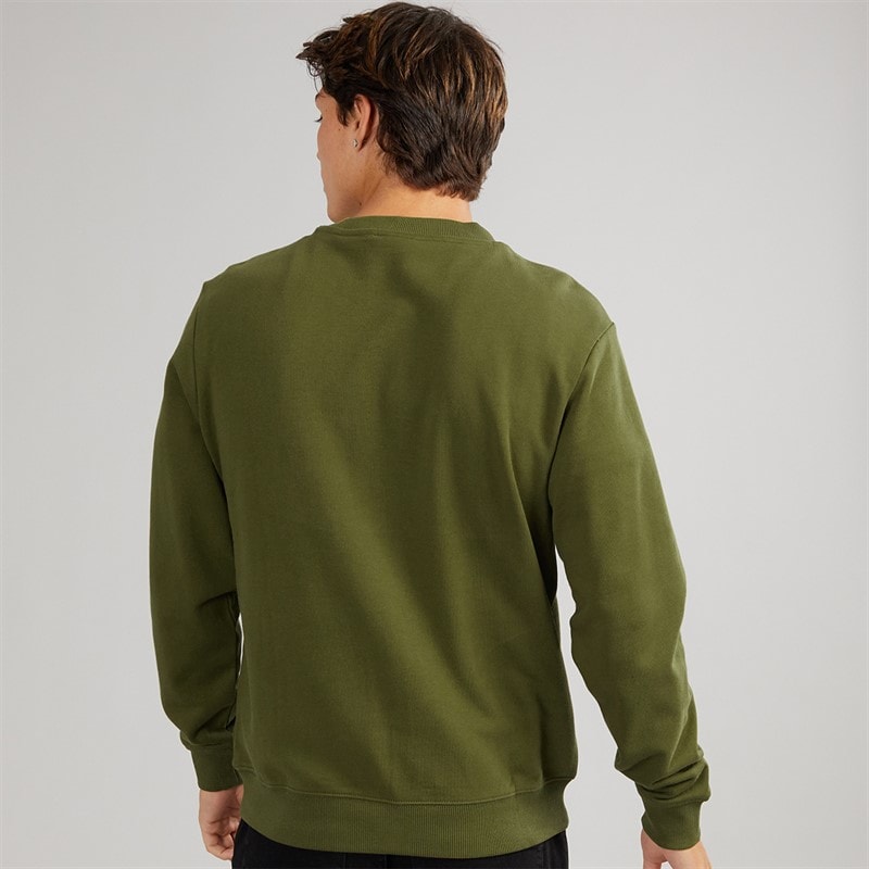 Napapijri Mens Small Box Crew Sweatshirt Dark Olive - Image 2