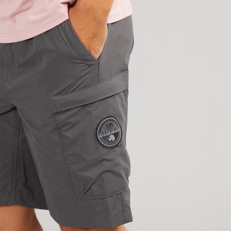 Napapijri Mens Natey Cargo Shorts Dark Grey Solid - Image 2