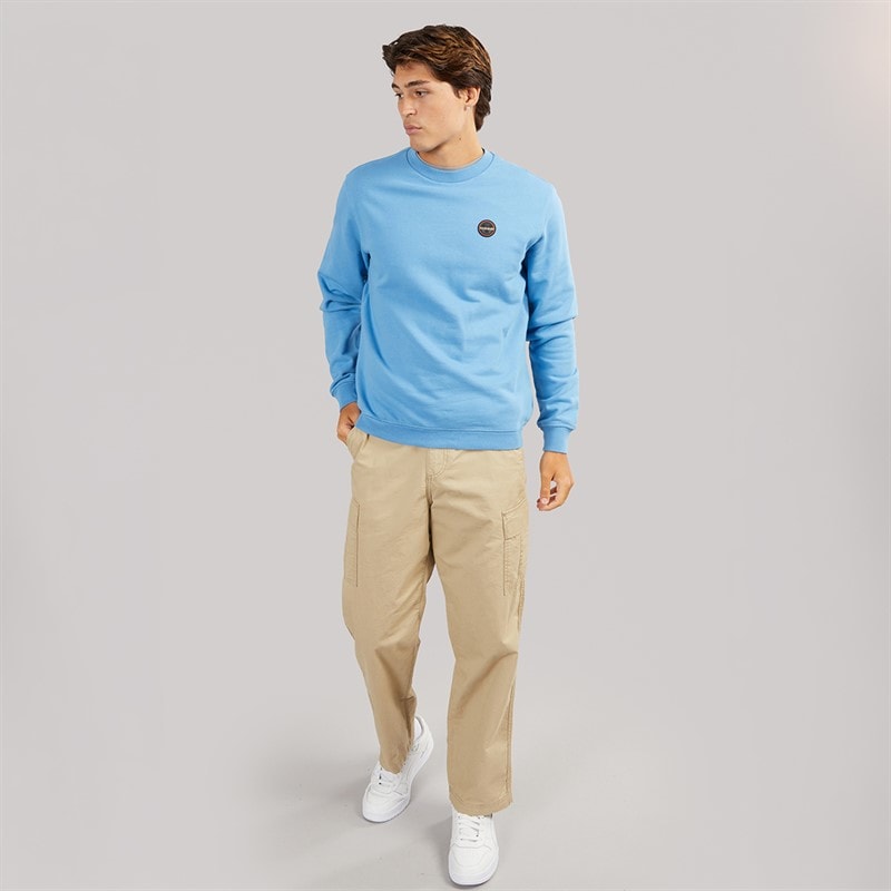Napapijri Mens Badge Crew Sweatshirt Blue Jasper - Image 3