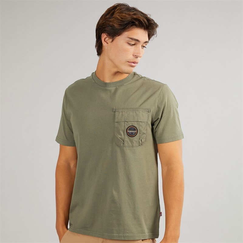 Napapijri Mens Linton Pocket Short Sleeve T-Shirt Tea Leaf G0A