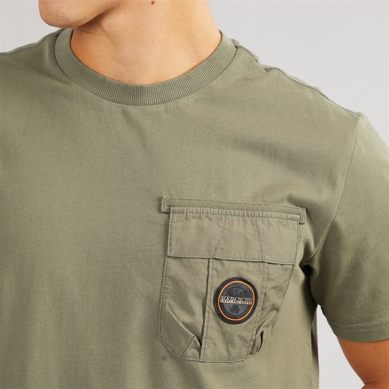 Napapijri Mens Linton Pocket Short Sleeve T-Shirt Tea Leaf G0A - Image 3