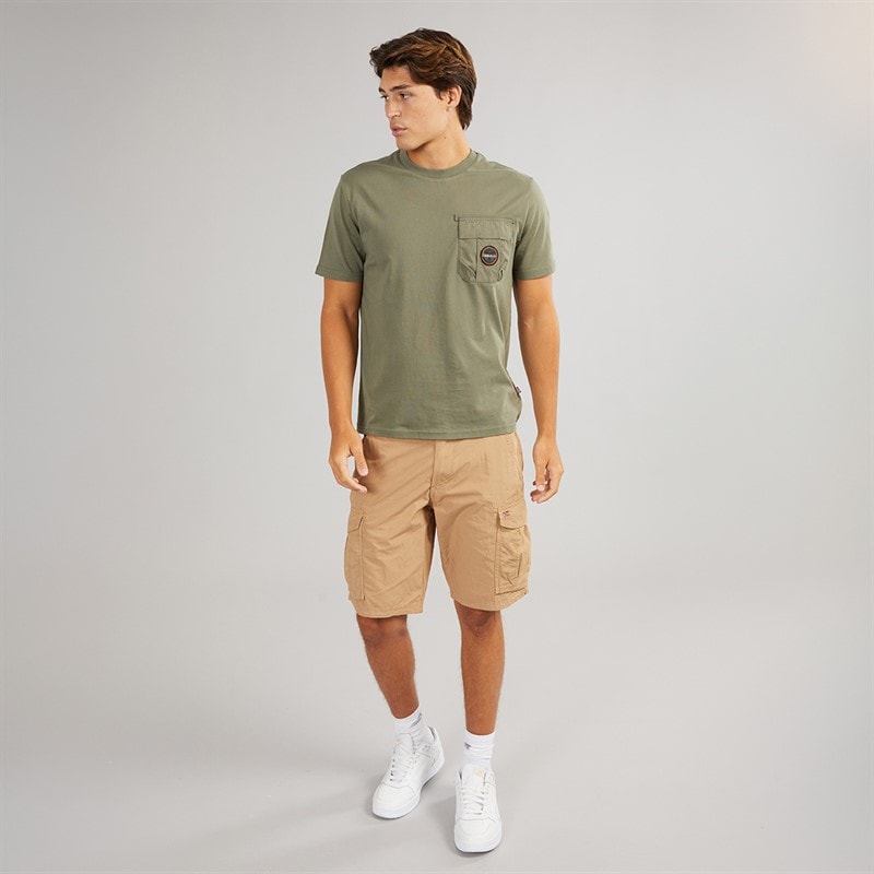 Napapijri Mens Linton Pocket Short Sleeve T-Shirt Tea Leaf G0A - Image 4