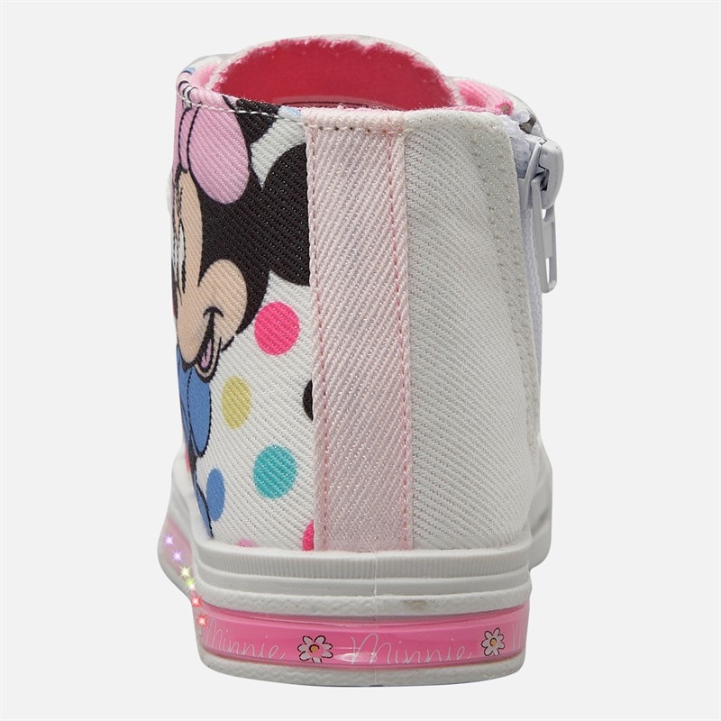 Minnie Mouse Infant Girls Light Up Hi-Top Trainers Pink - Image 3