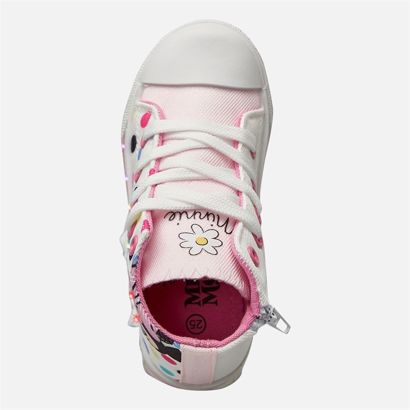 Minnie Mouse Infant Girls Light Up Hi-Top Trainers Pink - Image 4