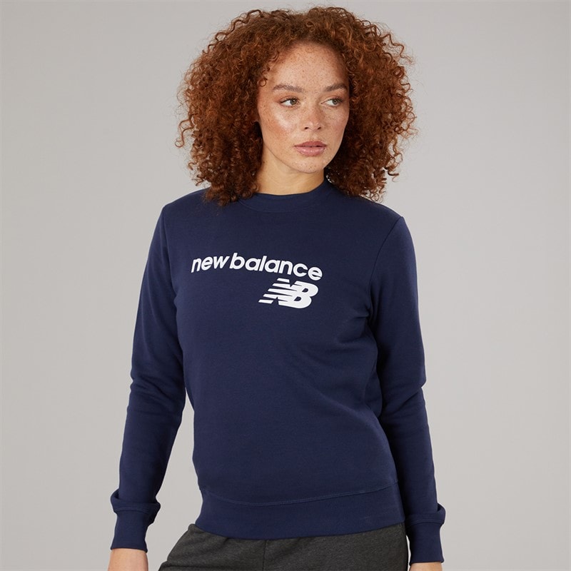 New Balance Womens Core Fleece Crew Sweatshirt Navy
