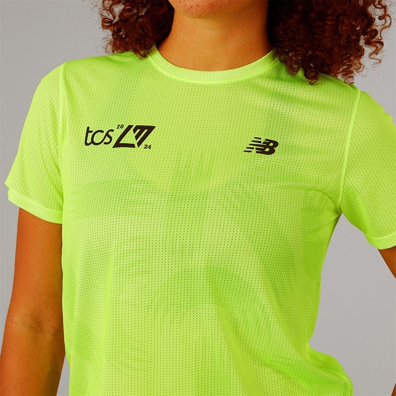 New Balance Womens London Edition Printed Running Top Green - Image 3