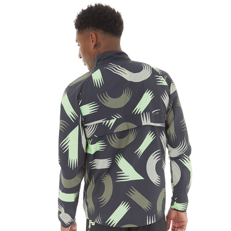 New Balance Mens London Edition Printed Packable Running Jacket Black Multi - Image 2