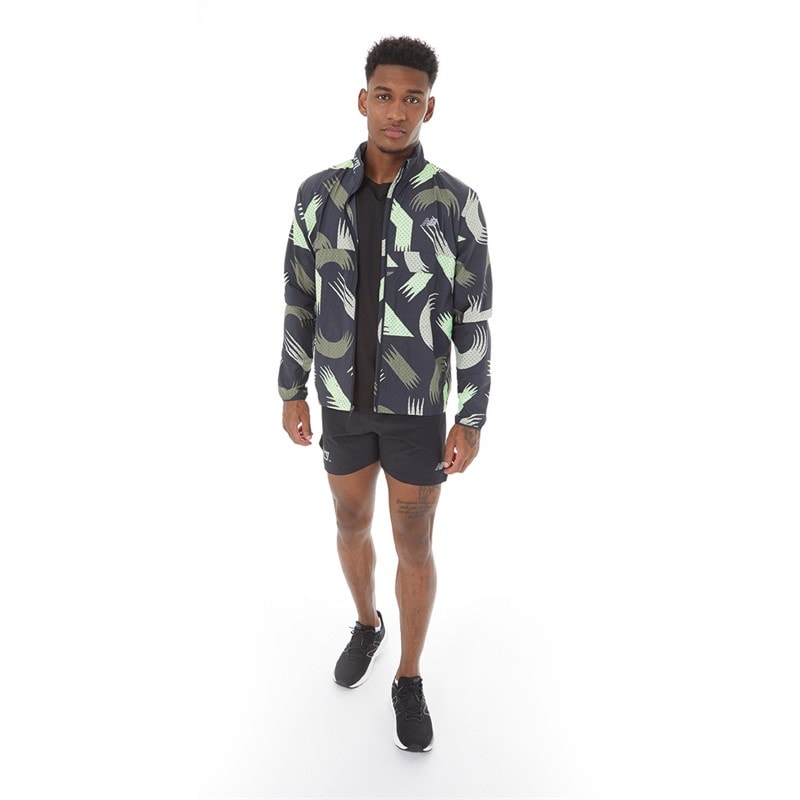 New Balance Mens London Edition Printed Packable Running Jacket Black Multi - Image 3