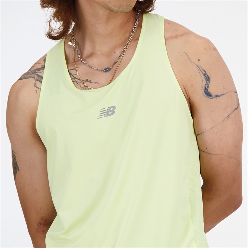 New Balance Mens London Edition Athletics Running Vest Limelight - Image 5