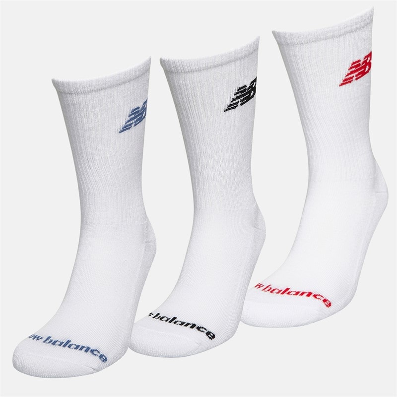 New Balance Flying Logo Three Pack Crew Socks White/True Red/Dream State - Image 2