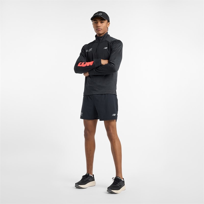 New Balance Mens London Edition Athletics Heat Grid Running 1/2 Zip Top Black - Image 5