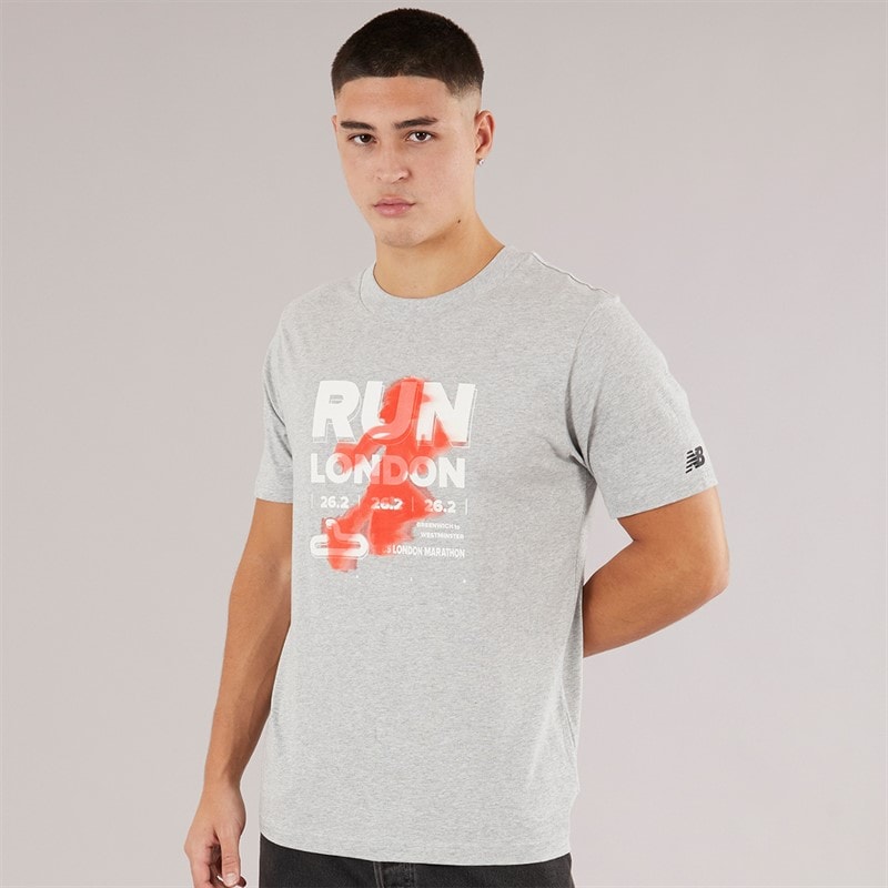 New Balance Mens London Edition Run London Graphic T-Shirt Athletic Grey - Image 1