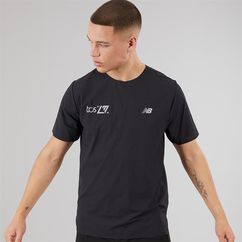 New Balance Mens London Edition Race Day Ultra Light Running T-Shirt Black - Image 1