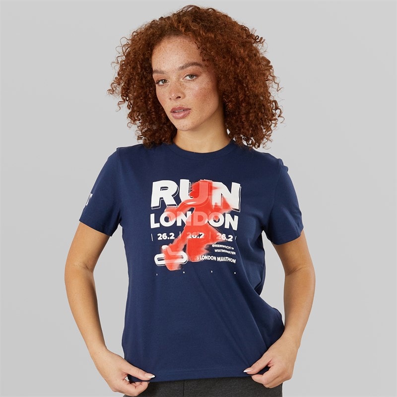 New Balance Womens London Edition Run London Graphic T-Shirt Navy - Image 1