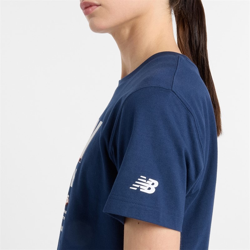 New Balance Womens London Edition Run London Graphic T-Shirt Navy - Image 3
