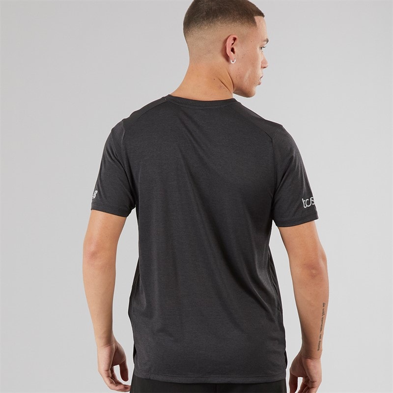 New Balance Mens London Edition Athletics Running T-Shirt Black - Image 2
