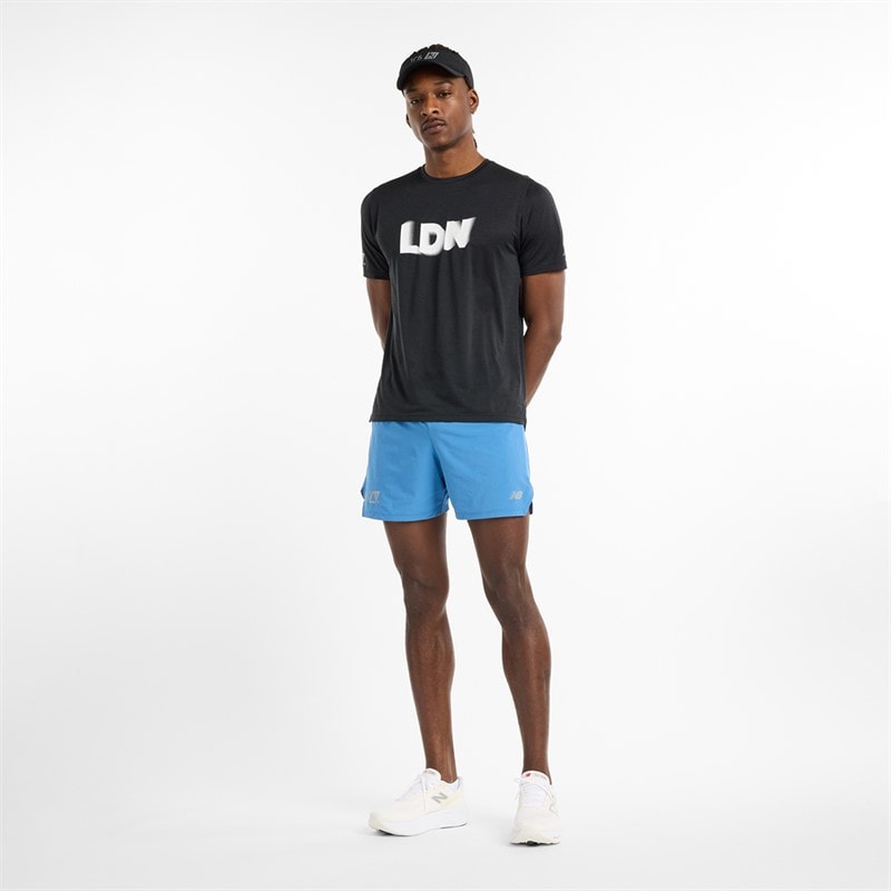 New Balance Mens London Edition Athletics Running T-Shirt Black - Image 5