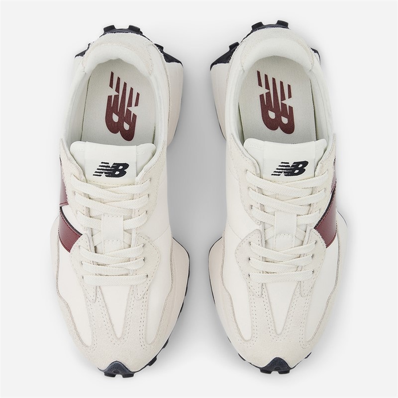 New Balance Womens 327 Trainers Sea Salt/Monarch Burgundy - Image 4