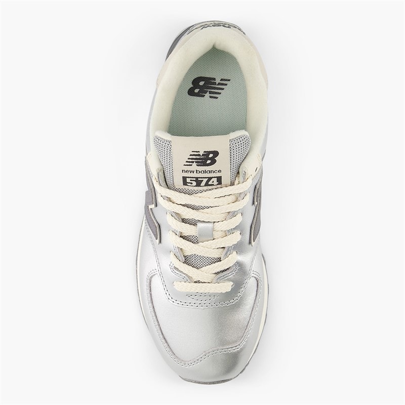 New Balance Womens 574 Trainers Metallic Silver/Artic Grey - Image 4
