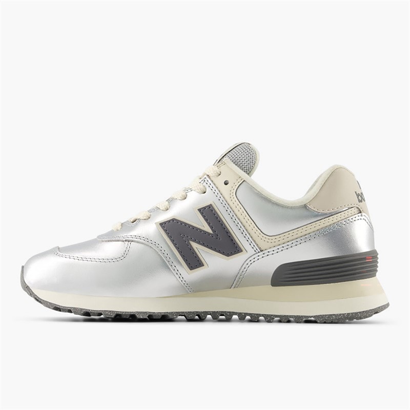 New Balance Womens 574 Trainers Metallic Silver/Artic Grey - Image 5