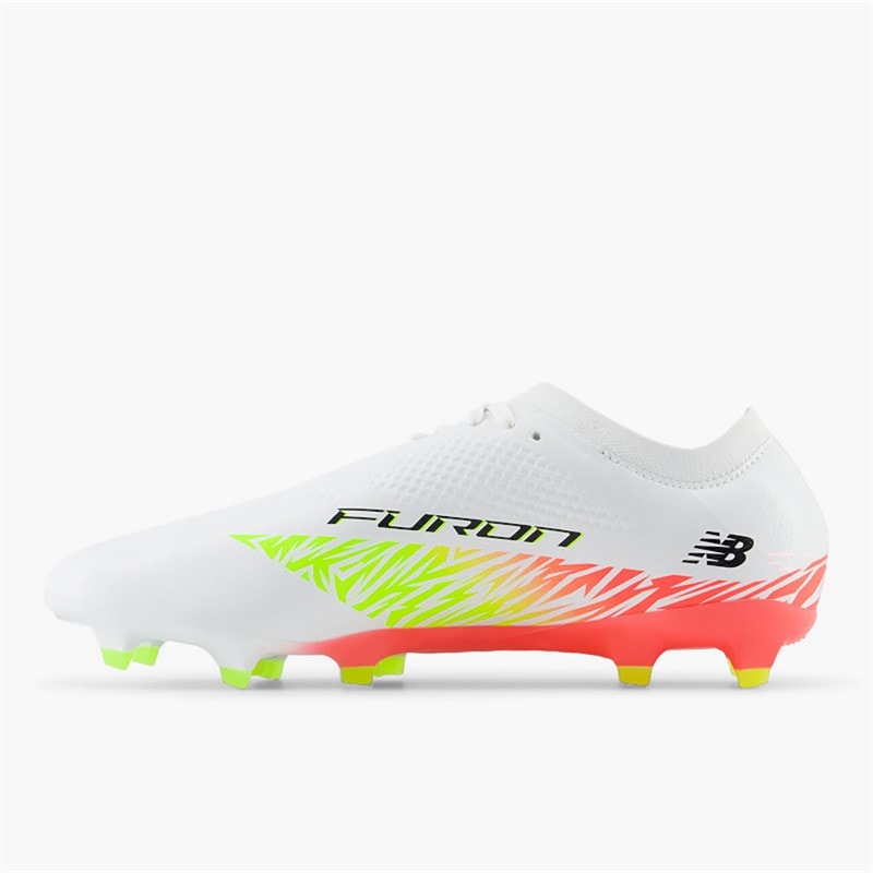 New Balance Mens Furon Pro V8 FG Firm Ground Football Boots White/Energy Red/Hi Lite - Image 5