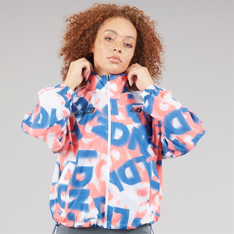 New Balance Womens London Edition Printed Athletics Packable Running Jacket Multi Colour - Image 3