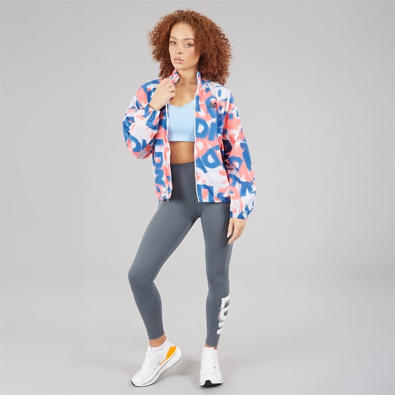New Balance Womens London Edition Printed Athletics Packable Running Jacket Multi Colour - Image 4
