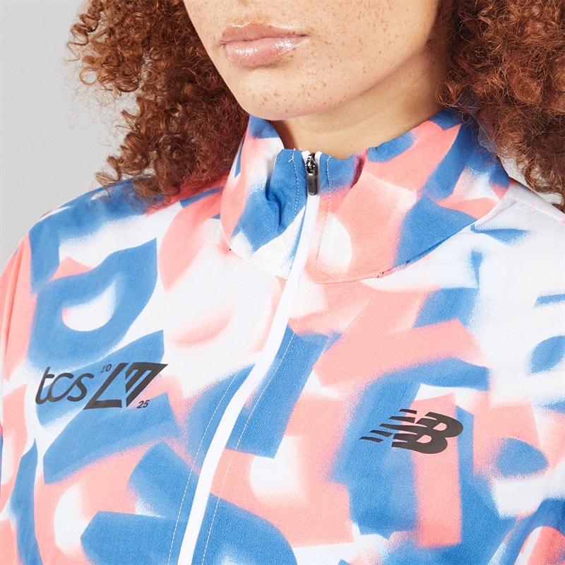 New Balance Womens London Edition Printed Athletics Packable Running Jacket Multi Colour - Image 5