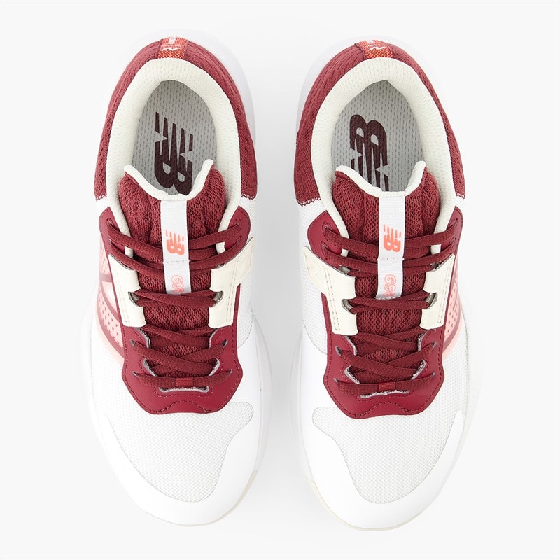 New Balance Womens 696 V6 All Court Tennis Shoes White/Monarch Burgundy - Image 4