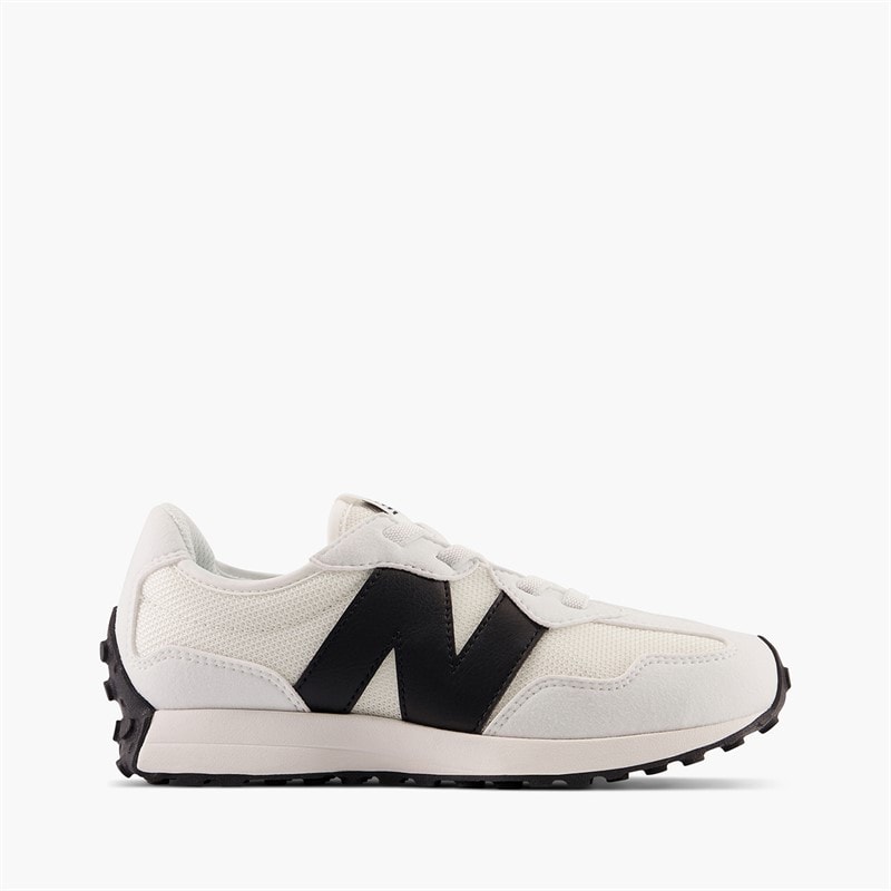 New Balance Kids 327 Bungee Lace Trainers White/Black - Image 1