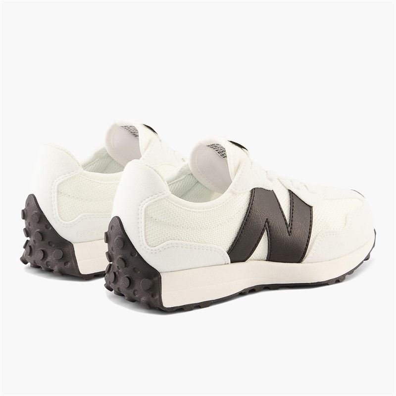 New Balance Kids 327 Bungee Lace Trainers White/Black - Image 3