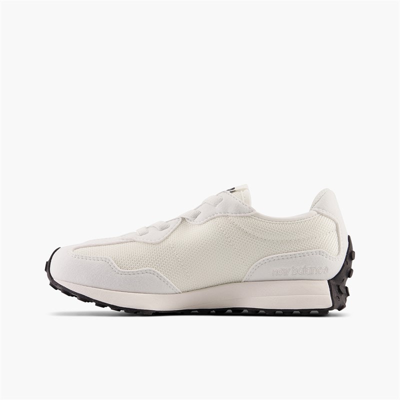 New Balance Kids 327 Bungee Lace Trainers White/Black - Image 5