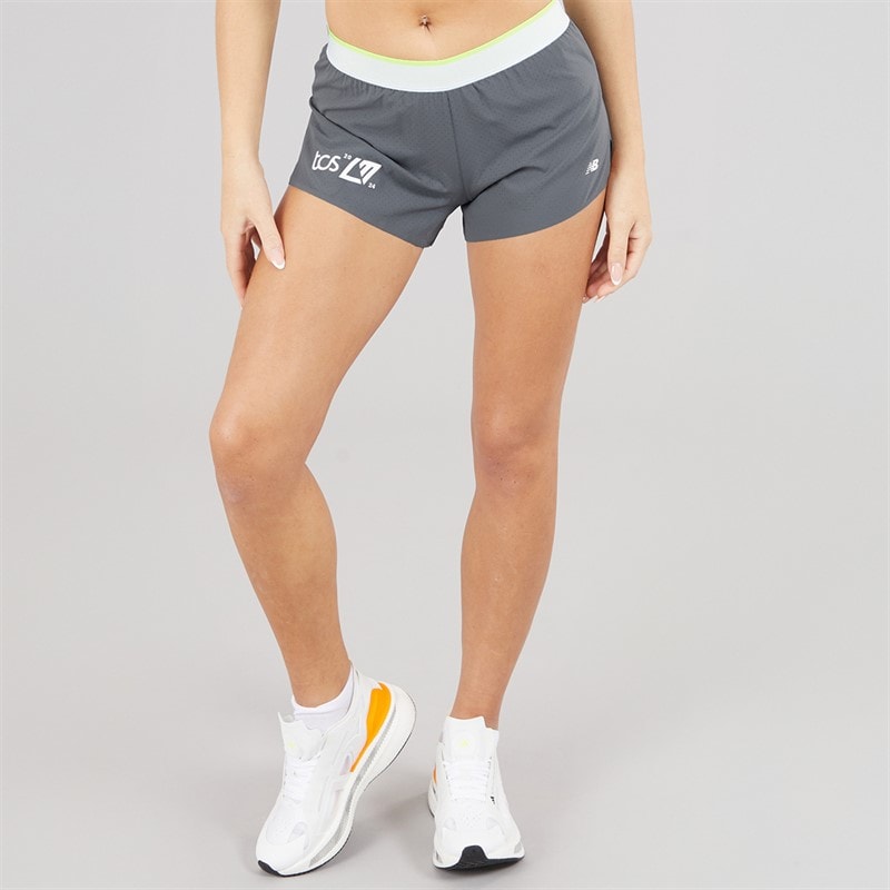 New Balance Womens London Edition Race Day Split Running Short Grey
