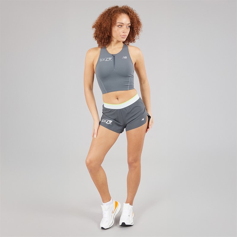New Balance Womens London Edition Race Day Split Running Short Grey - Image 4