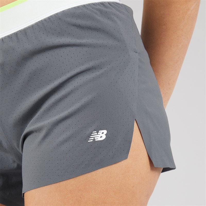 New Balance Womens London Edition Race Day Split Running Short Grey - Image 5