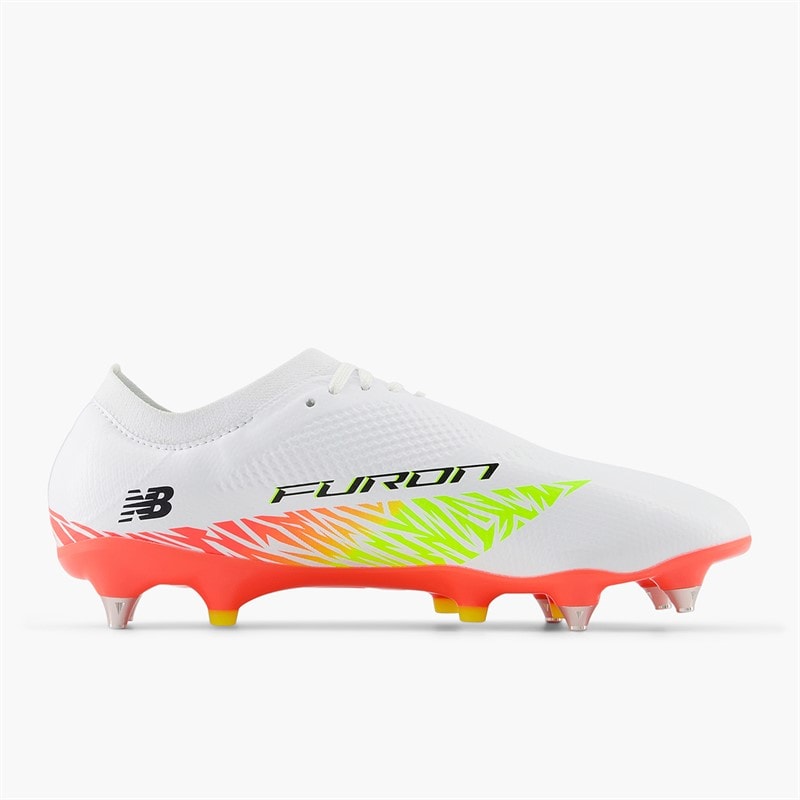 New Balance Mens Furon Pro V8 SG Soft Ground Football Boots White/Energy Red/Hi Lite - Image 5