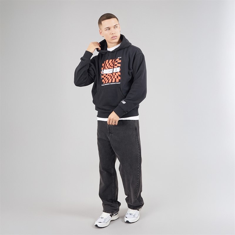 New Balance Mens London Edition Graphic Running Hoodie Black - Image 4