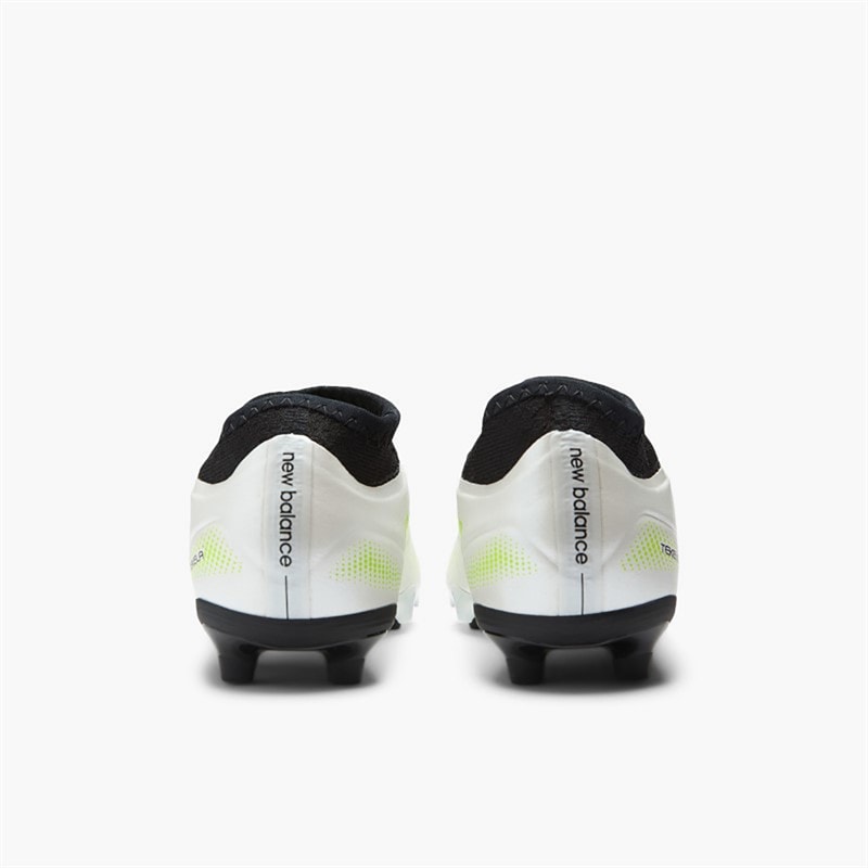 New Balance Kids Tekela Team V5 Low Laced FG Firm Ground Football Boots White/Black/Pixel Green - Image 3