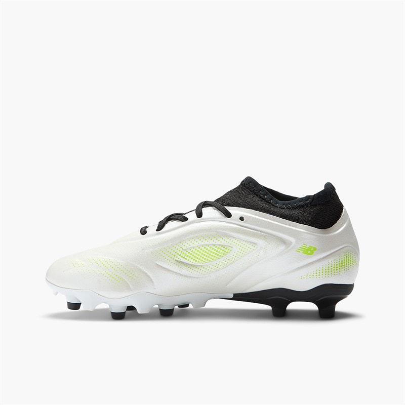 New Balance Kids Tekela Team V5 Low Laced FG Firm Ground Football Boots White/Black/Pixel Green - Image 5