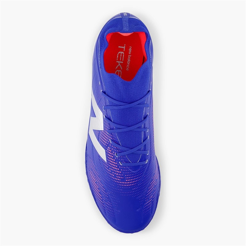New Balance Mens Tekela Team V5 Low Laced TF Astro Football Boots Blue Gemstone/Energy Red/Silver - Image 4