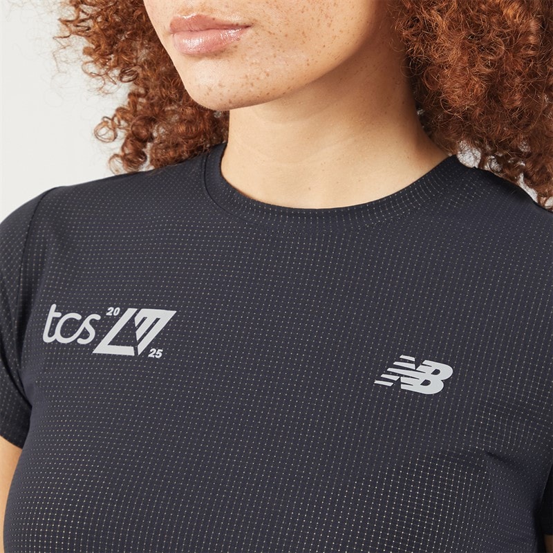 New Balance Womens London Edition Race Day Ultra Light Running T-Shirt Black - Image 3