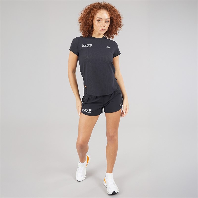 New Balance Womens London Edition Race Day Ultra Light Running T-Shirt Black - Image 4