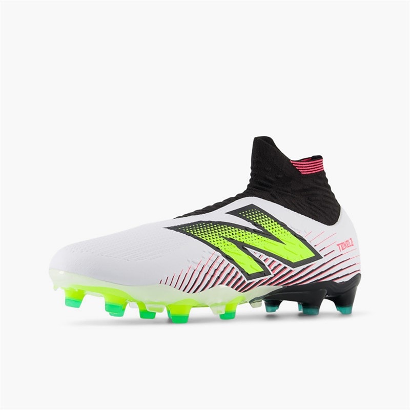 New Balance Mens Tekela Pro V4+ FG Firm Ground Football Boots White/Hi-Lite/Black - Image 3
