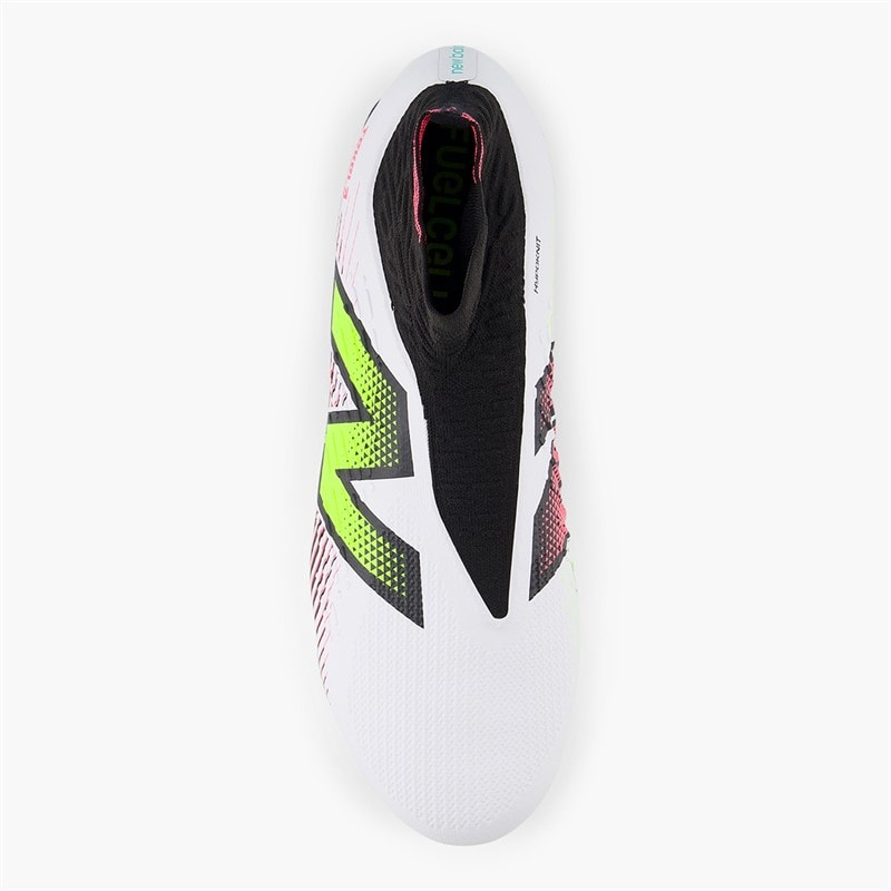 New Balance Mens Tekela Pro V4+ FG Firm Ground Football Boots White/Hi-Lite/Black - Image 4