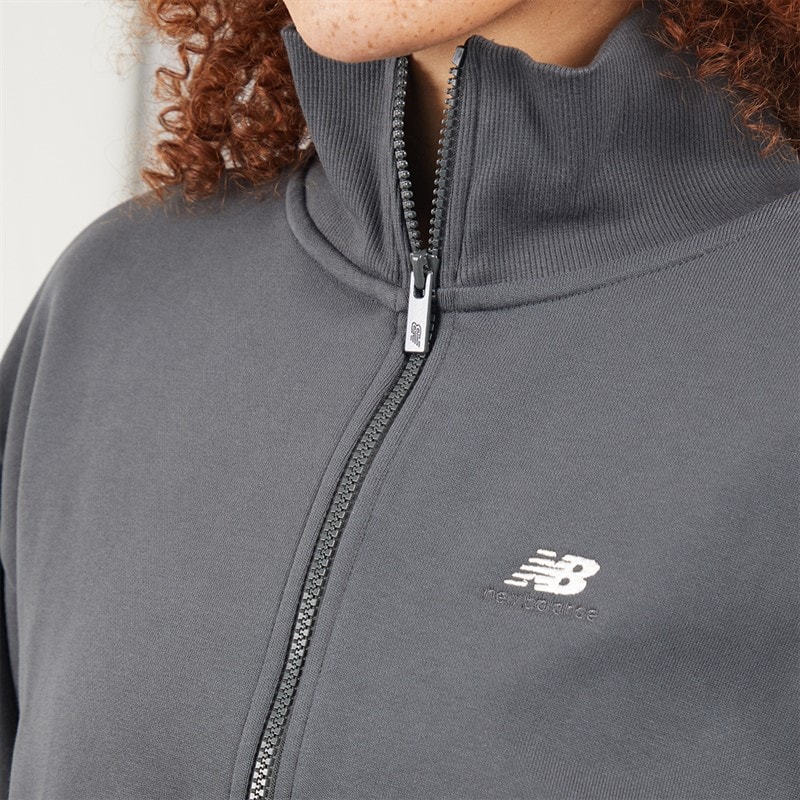New Balance Womens Athletics Remastered French Terry 1/4 Zip Top Anthracite - Image 3